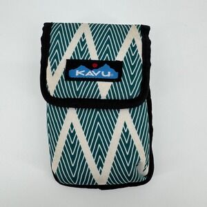 Kavu Teal Geometric Phone Pouch Waist Belt Cell Holster Carrying Case Utility